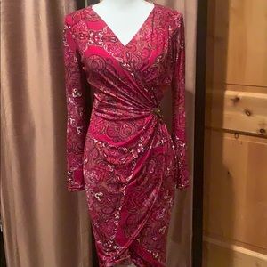 Cache Faux Wrap Dress. Size M